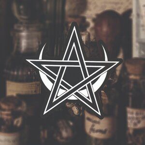Handcrafted Sticker Moon & Pentagram Magic Witchy Wiccan Goddess Women